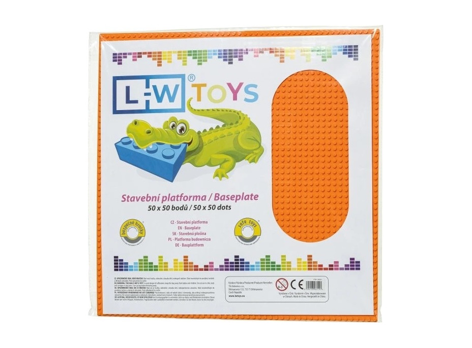 LW Toys Veľká podložka na stavanie 50x50 bodov oranžová