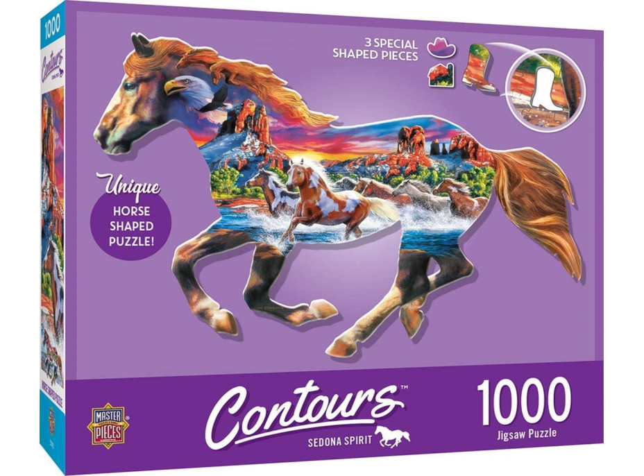 MASTERPIECES Obrysové puzzle Bežiace kone 1000 dielikov