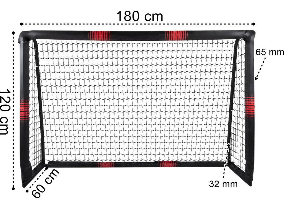 Futbalová bránka ANTONIO 180x120 cm - čierna / červená