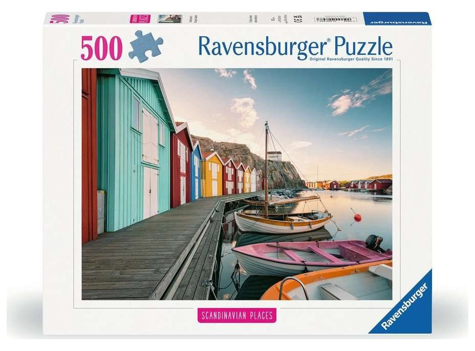 RAVENSBURGER Puzzle Škandinávia: Lodenice v Smogene, Švédsko 500 dielikov