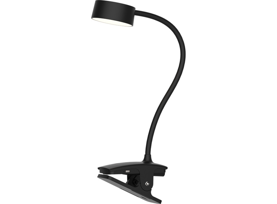 Solight LED stolná nabíjacia lampička, 2W, 210lm, 3CCT, čierna, clip