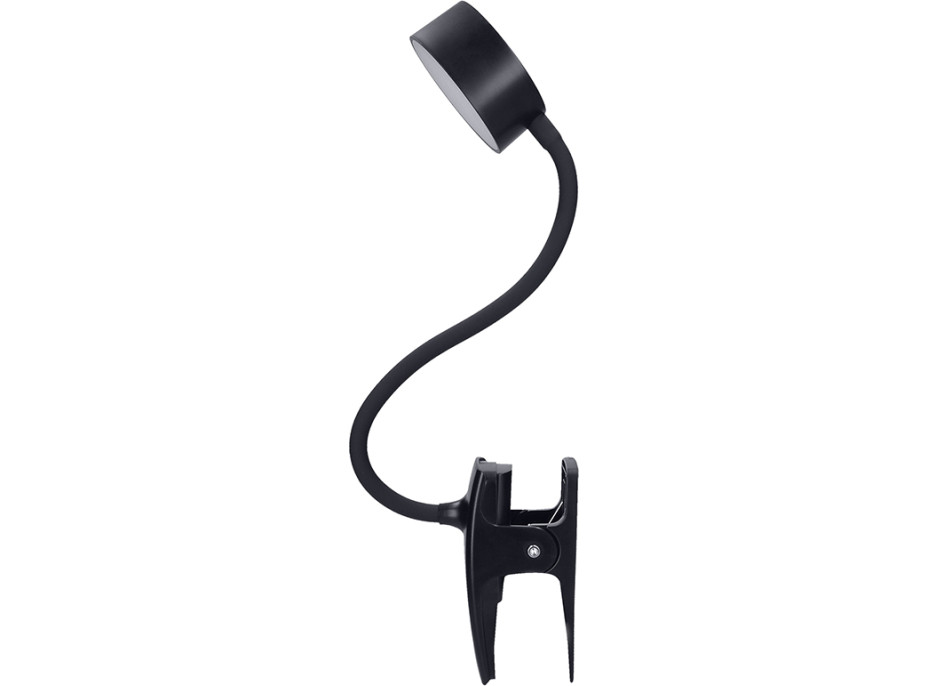 Solight LED stolná nabíjacia lampička, 2W, 210lm, 3CCT, čierna, clip