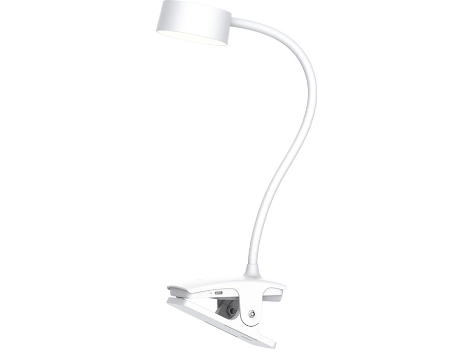 Solight LED stolná nabíjacia lampička, 2W, 210lm, 3CCT, biela, clip