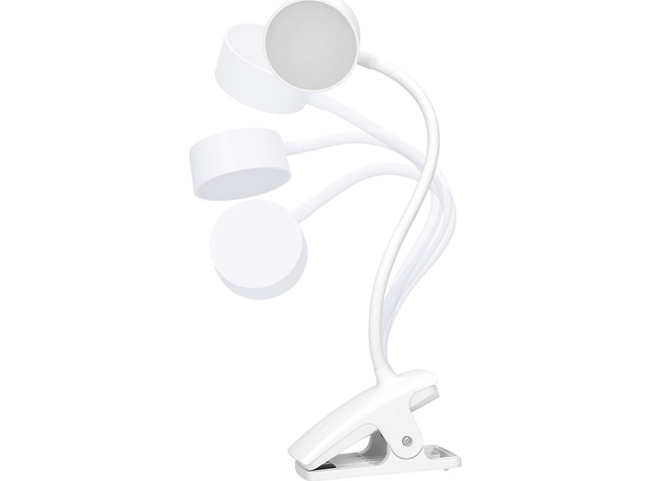 Solight LED stolná nabíjacia lampička, 2W, 210lm, 3CCT, biela, clip