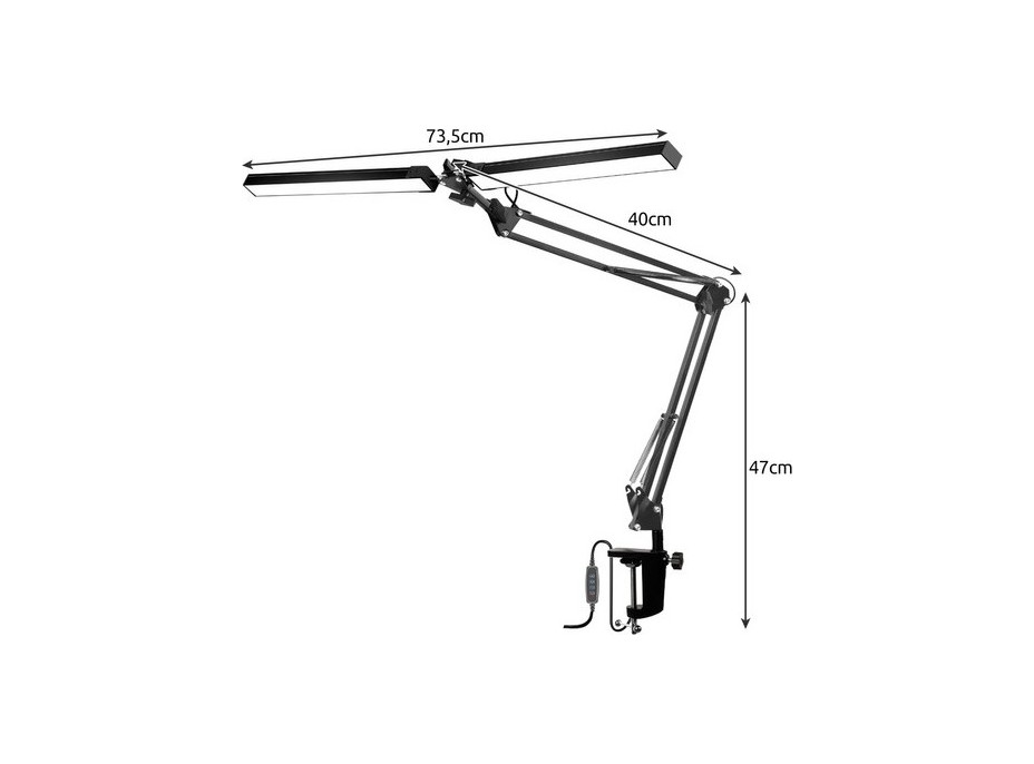 Stolná lampa - 2ramenná - čierna