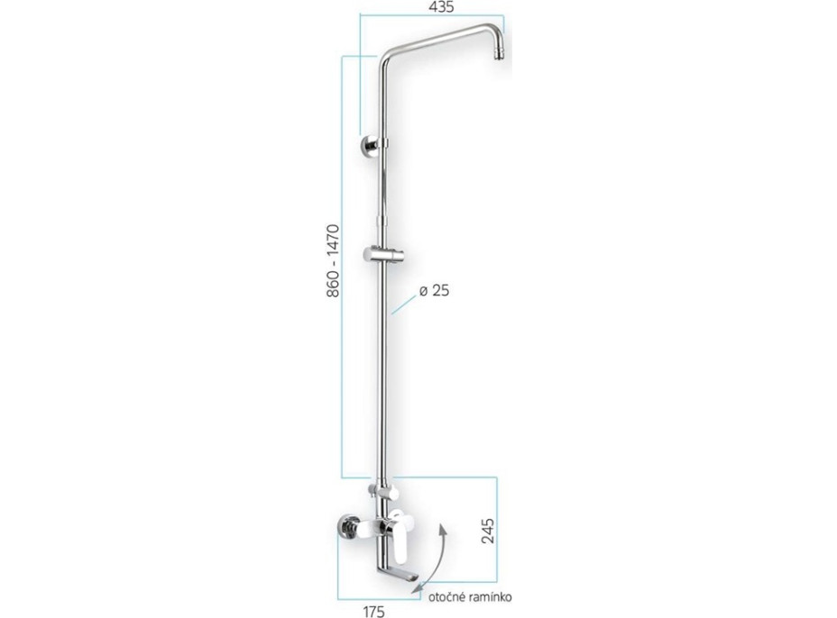 Nástenná sprchová batéria Eve 150 mm so sprchovou tyčou bez príslušenstva