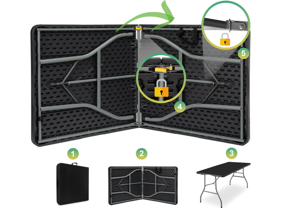 Skladací cateringový stôl RICO 150 cm - čierny