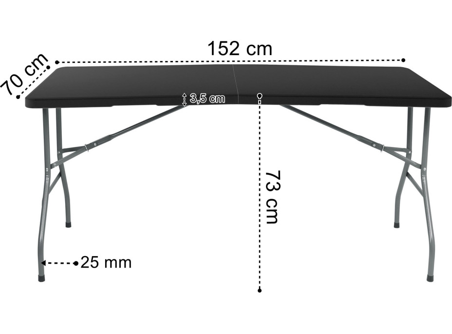 Skladací cateringový stôl RICO 150 cm - čierny