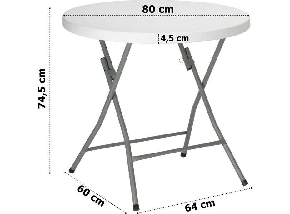 Okrúhly cateringový stôl BANKIET 80 cm - biely