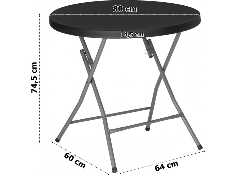 Okrúhly cateringový stôl BANKIET 80 cm - čierny