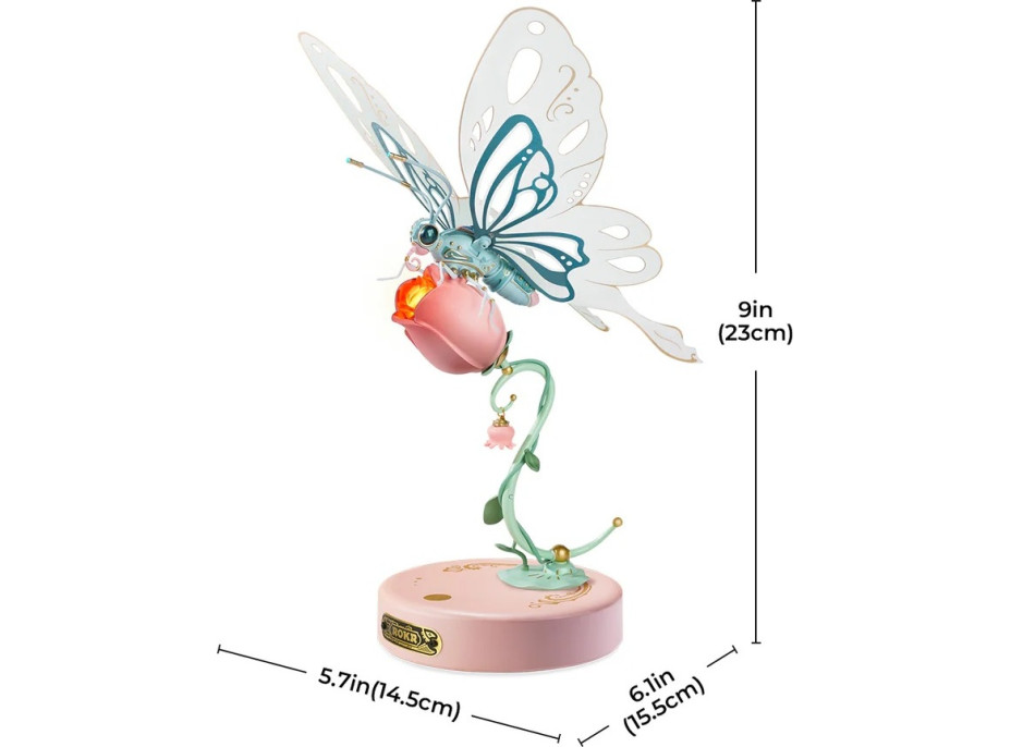 RoboTime 3D mechanická skladačka Ružový motýľ