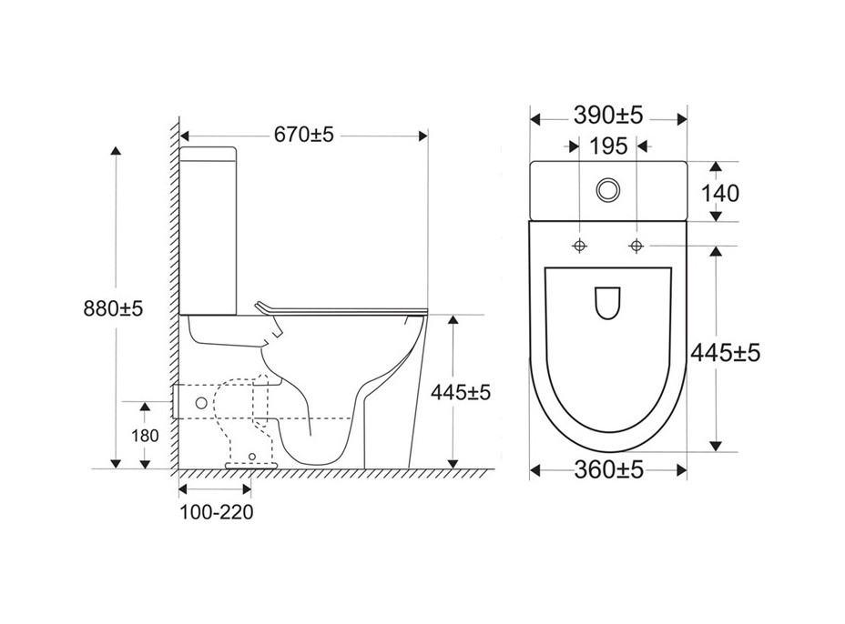 WC kombi, vyvýšené, vario odpad, kapotované, Smart Flush RIMLESS, keramické vr. sedátka