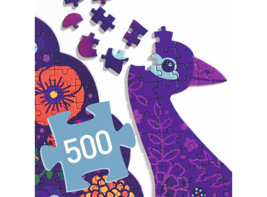 DJECO Obrysové puzzle Páv 500 dielikov