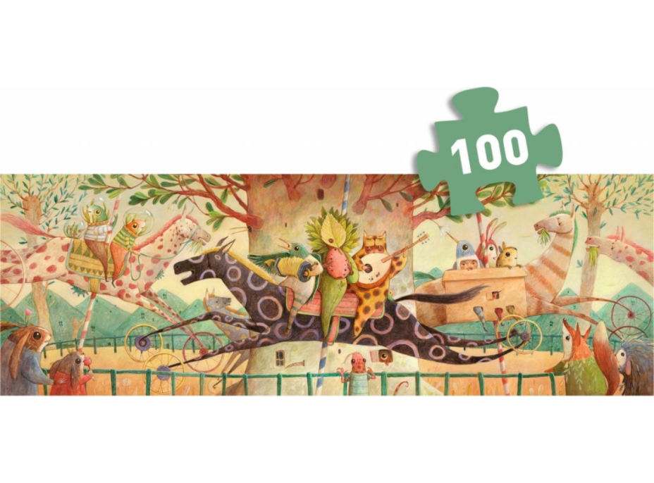 DJECO Panoramatické puzzle Wonderful ride 100 dielikov