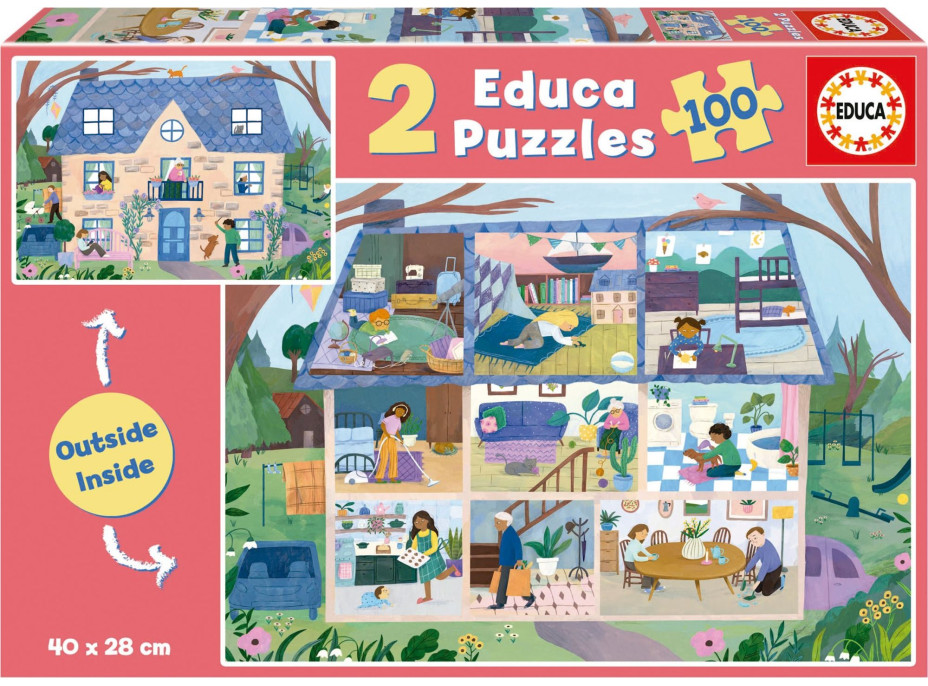 EDUCA Puzzle Outside,Inside Dom 2x100 dielikov