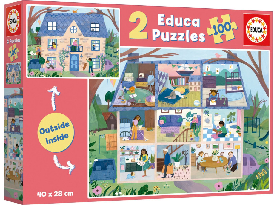 EDUCA Puzzle Outside,Inside Dom 2x100 dielikov