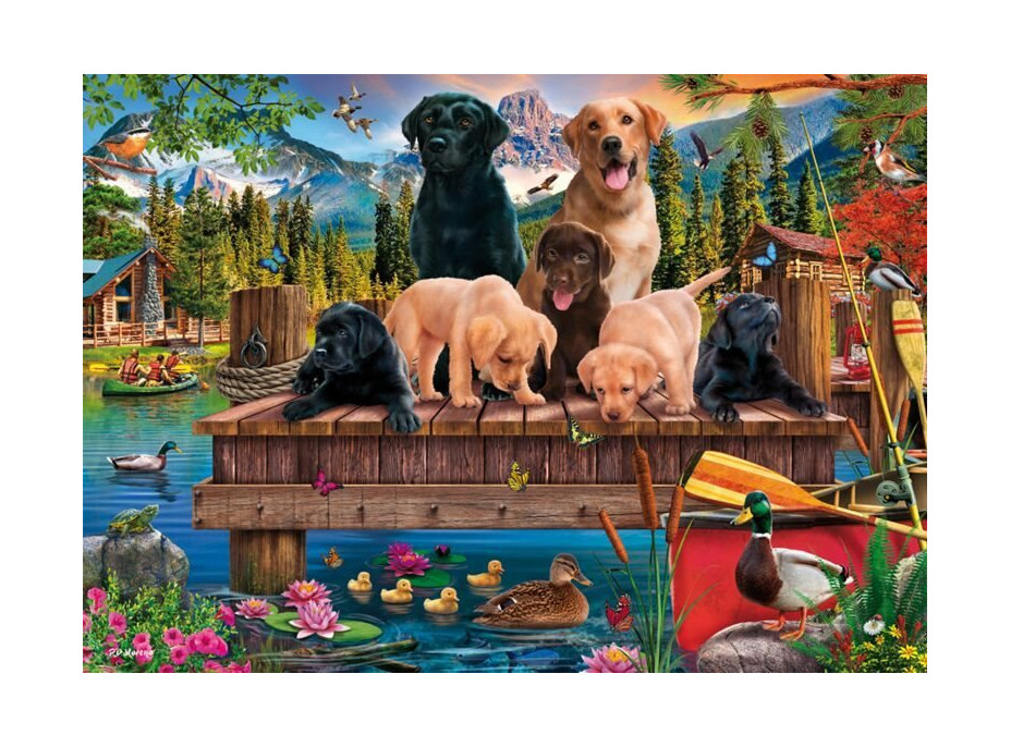 SCHMIDT Puzzle Psia rodinka pri jazere 1000 dielikov