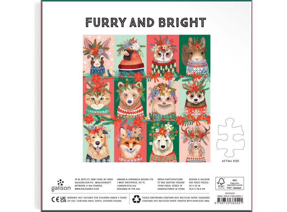 GALISON Štvorcové puzzle Furry And Bright 500 dielikov