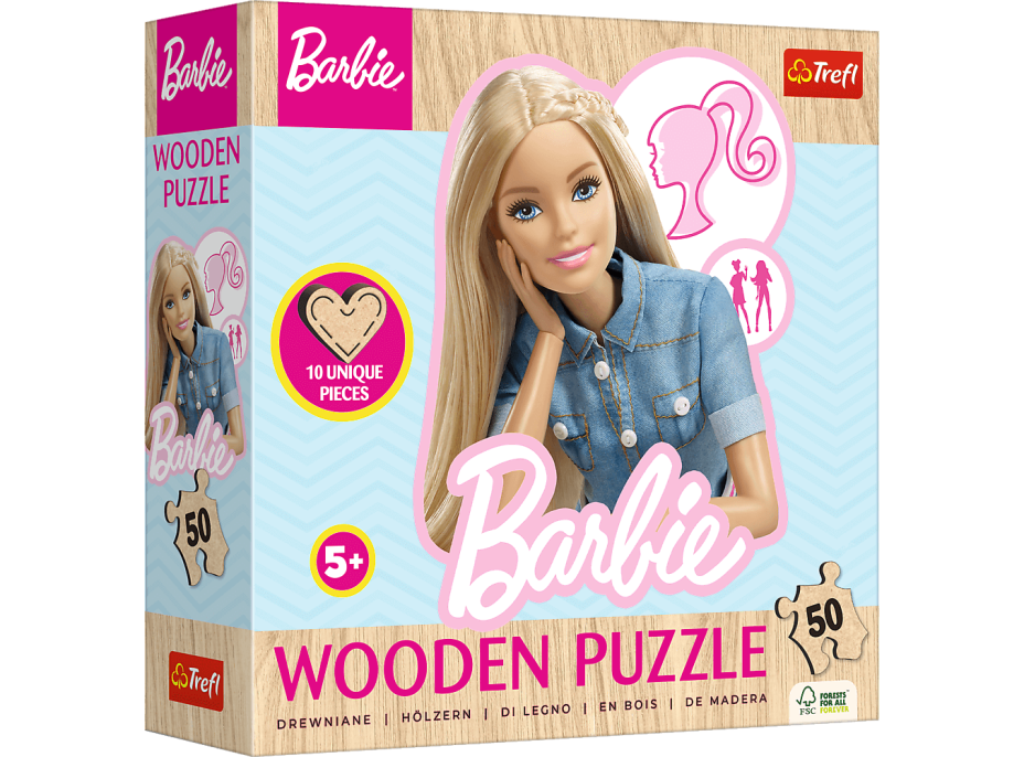 TREFL Drevené obrysové puzzle Barbie 50 dielikov