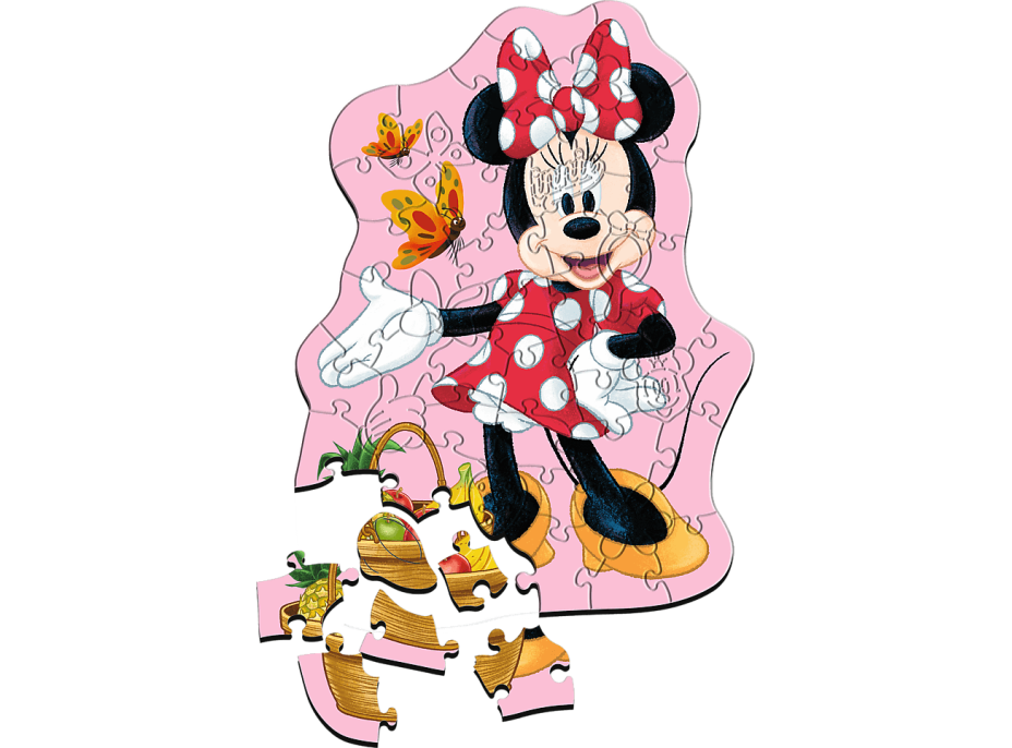 TREFL Drevené obrysové puzzle Šťastná Minnie 50 dielikov