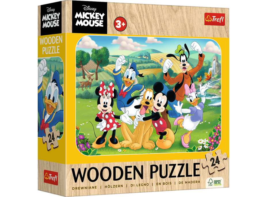 TREFL Drevené puzzle Mickey a priatelia 24 dielikov