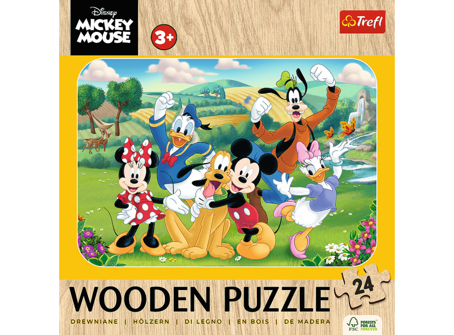 TREFL Drevené puzzle Mickey a priatelia 24 dielikov