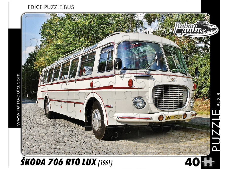 RETRO-AUTA Puzzle BUS č.08 Škoda 706 RTO LUX (1961) 40 dielikov