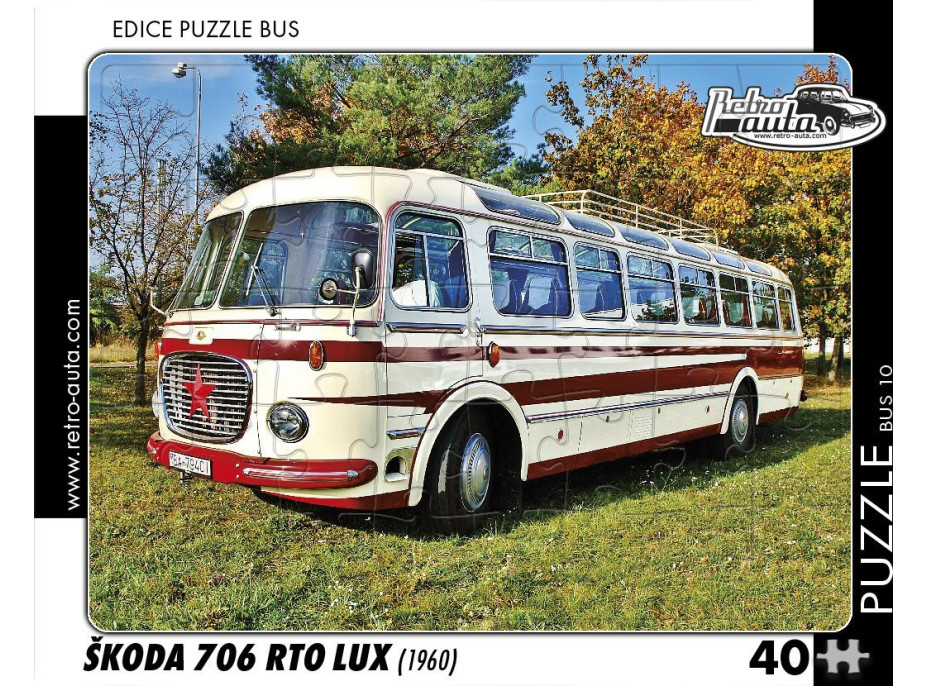 RETRO-AUTA Puzzle BUS č.10 Škoda 706 RTO LUX (1960) 40 dielikov