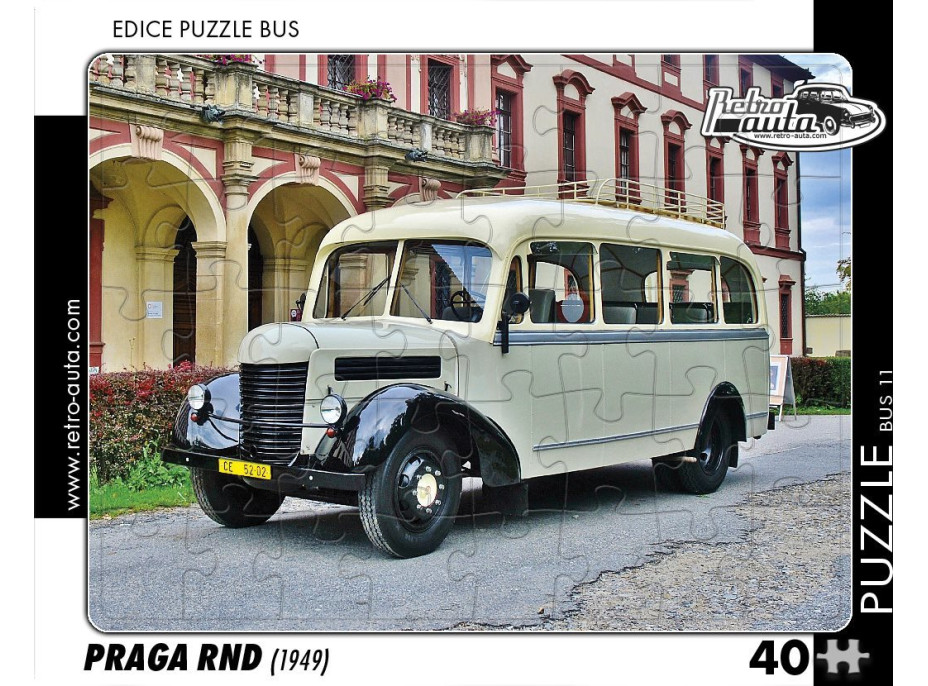 RETRO-AUTA Puzzle BUS č.11 Praga RND (1949) 40 dielikov