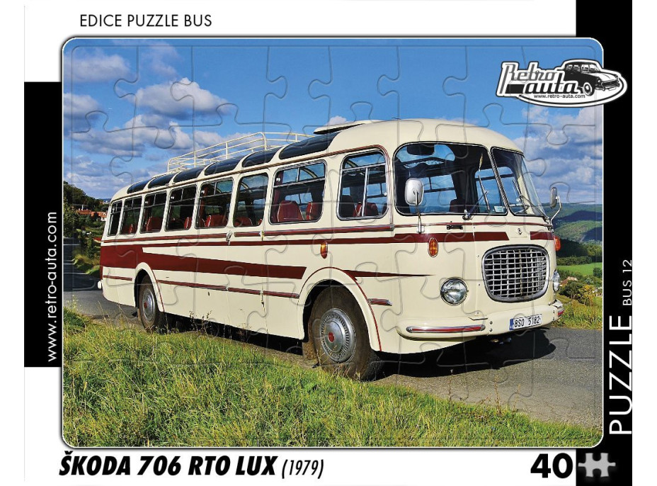 RETRO-AUTA Puzzle BUS č.12 Škoda 706 RTO LUX (1979) 40 dielikov