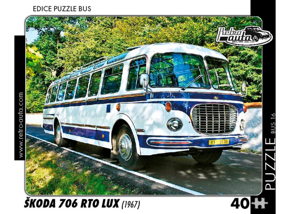 RETRO-AUTA Puzzle BUS č.16 Škoda 706 RTO LUX (1967) 40 dielikov