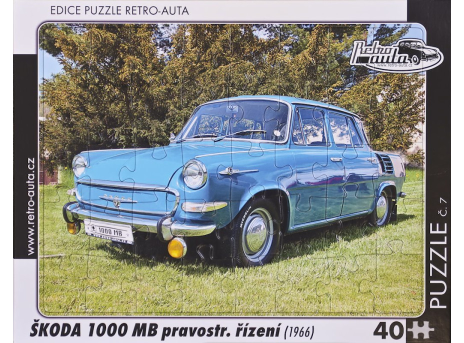 RETRO-AUTA Puzzle č.07 Škoda 1000 MB (1966) pravostranné riadenie 40 dielikov