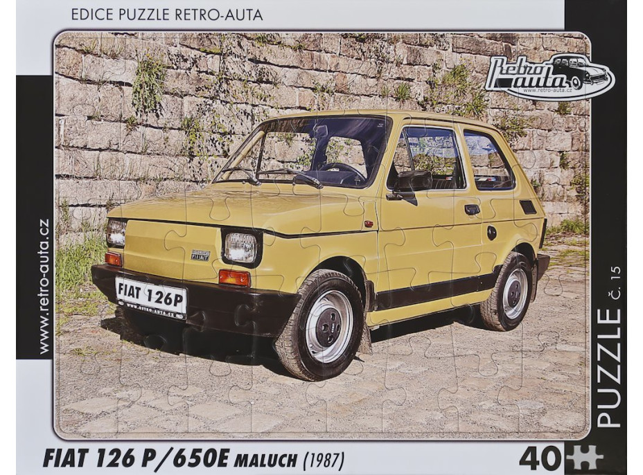 RETRO-AUTA Puzzle č.15 Fiat 126 P,650E malúch (1987) 40 dielikov