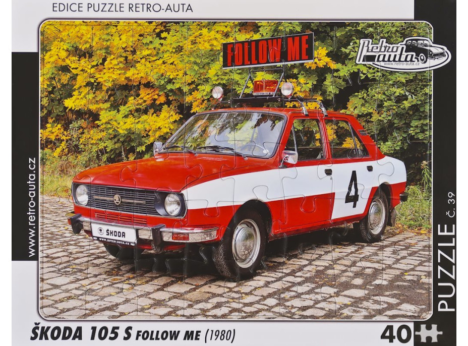 RETRO-AUTA Puzzle č.39 Škoda 105 S Follow Me (1980) 40 dielikov