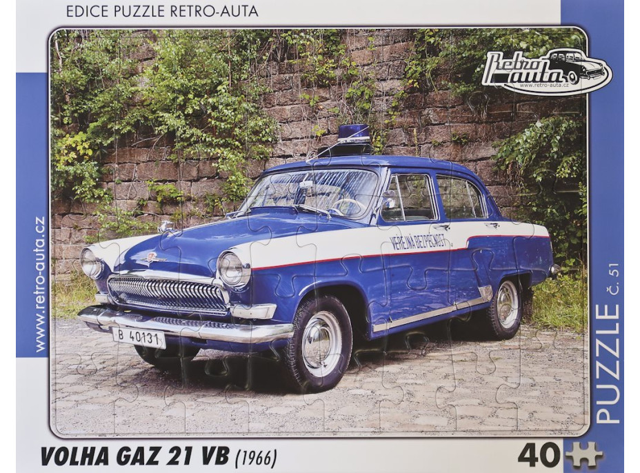 RETRO-AUTA Puzzle č.51 Volga GAZ 21 VB (1966) 40 dielikov