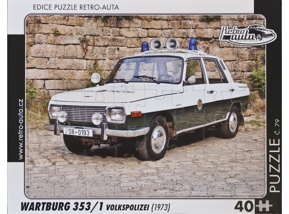 RETRO-AUTA Puzzle č.79 Wartburg 353,1 Volkspolizei (1973) 40 dielikov