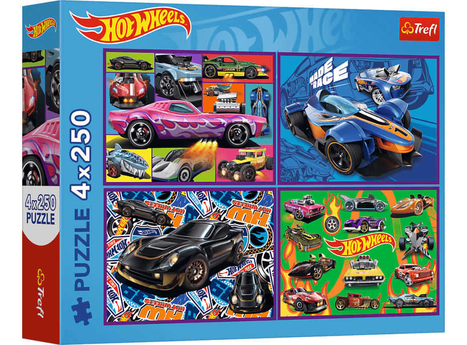 TREFL Puzzle Hot Wheels: Závodné autá 4x250 dielikov