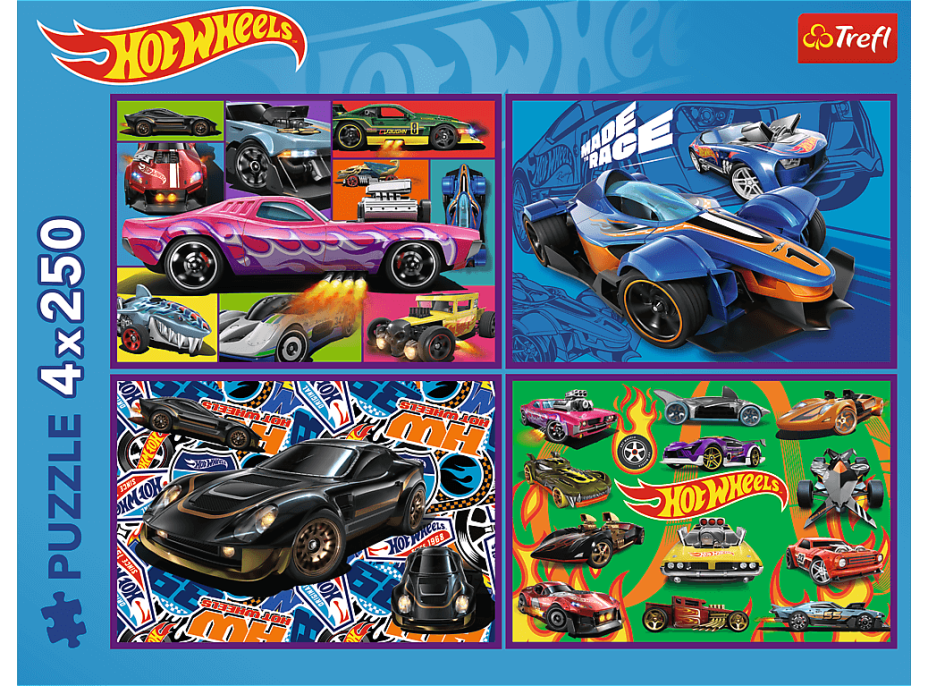 TREFL Puzzle Hot Wheels: Závodné autá 4x250 dielikov