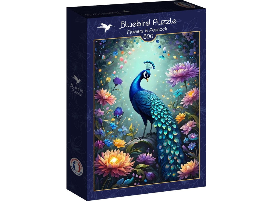 BLUEBIRD Puzzle Kvety a páv 500 dielikov