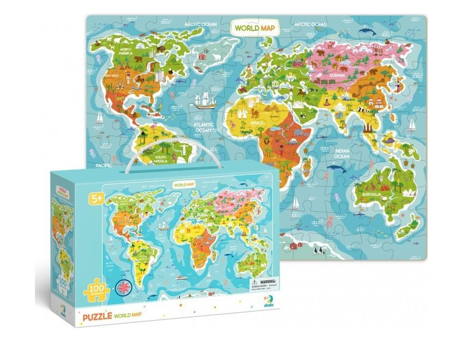 DODO Puzzle Mapa sveta 100 dielikov