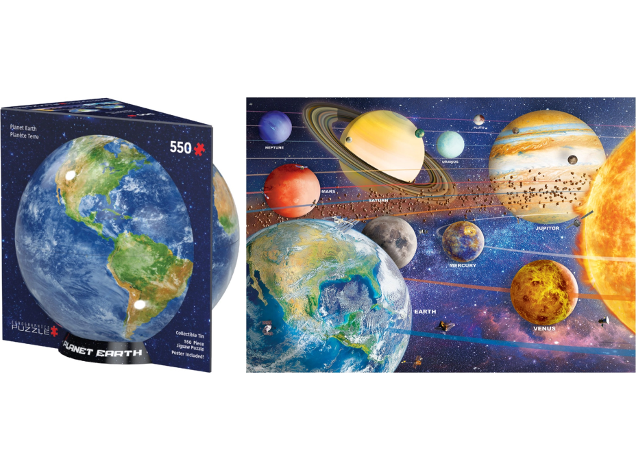 EUROGRAPHICS Puzzle v plechovej krabičke Planéty 550 dielikov