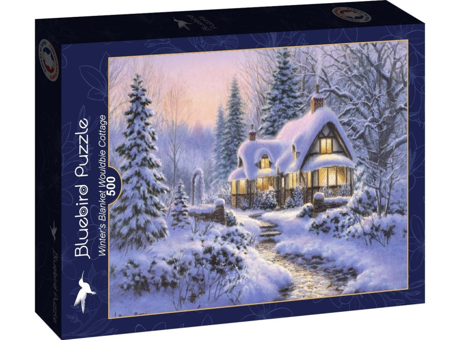 BLUEBIRD Puzzle Zimná prikrývka Wouldbie Cottage 500 dielikov