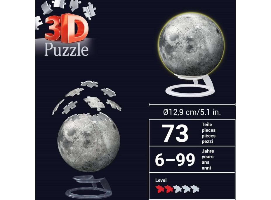 RAVENSBURGER 3D Svietiaci puzzleball Mesiac 73 dielikov