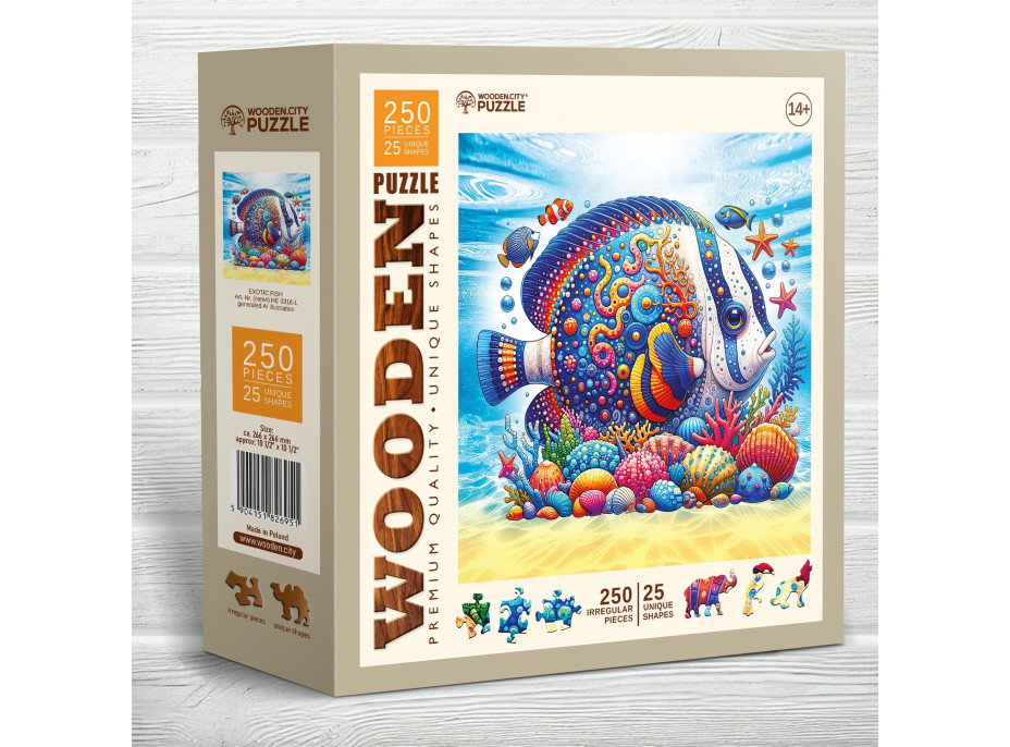 WOODEN CITY Drevené puzzle Exotická ryba 250 dielikov