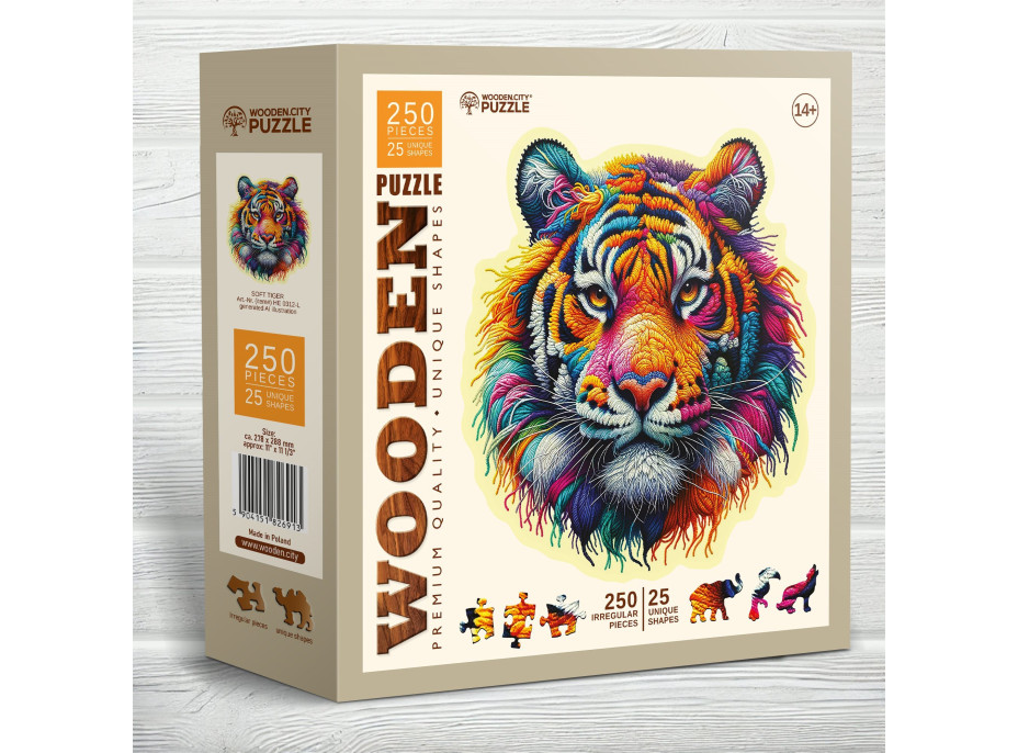 WOODEN CITY Drevené puzzle Jemný tiger 250 dielikov