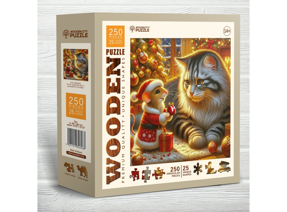 WOODEN CITY Drevené puzzle Mačka a myš 250 dielikov