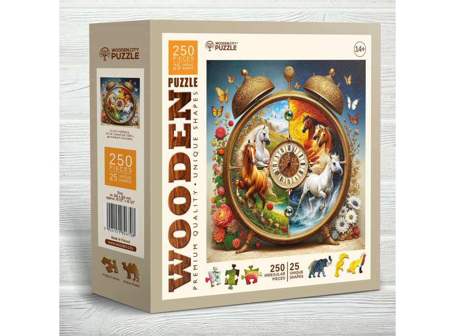 WOODEN CITY Drevené puzzle Konské hodiny 250 dielikov