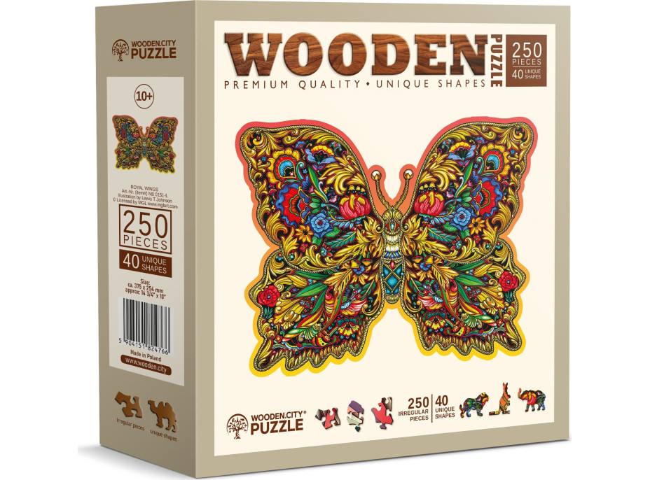 WOODEN CITY Drevené puzzle Kráľovské krídla 250 dielikov