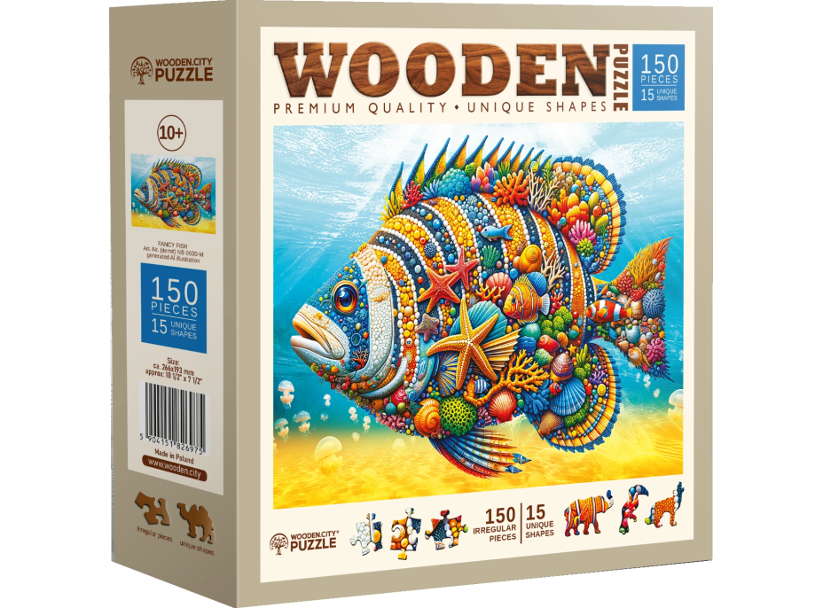 WOODEN CITY Drevené puzzle Módna ryba 150 dielikov