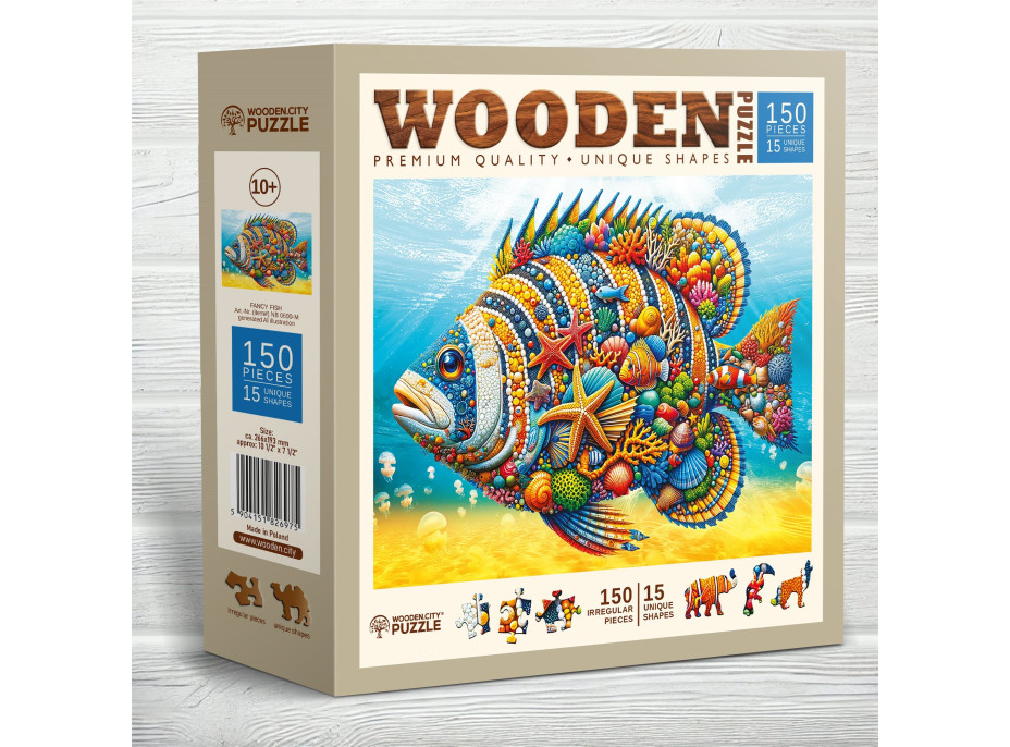 WOODEN CITY Drevené puzzle Módna ryba 150 dielikov